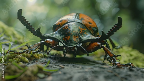 Caucasus beetle (Chalcosoma chiron) in Indonesia photo