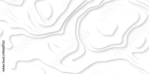 Abstract wavy line 3d paper cut white background. minimal topography map light element shadow landscape