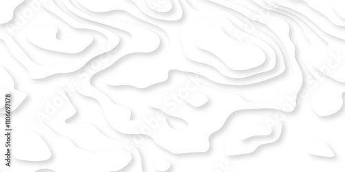 Abstract wavy line 3d paper cut white background. minimal topography map light element shadow landscape