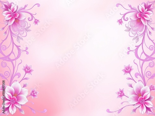 Banners with intricate designs in shades of pink and purple, handmade look, decorative typography