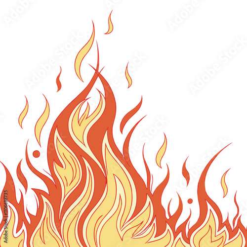Flaming hot fire, burning or heating firing lines in realistic design. Bonfire or campfire backgrounds, orange fiery objects, glowing flare flaming explosions on black background