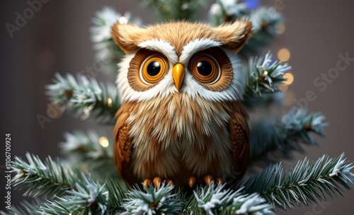 owl christmas New year's toy owl on the christmas tree  animal, decoration, season, bird photo