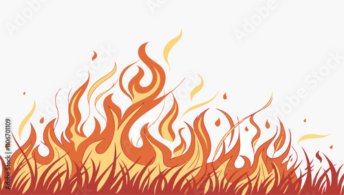 Flaming hot fire, burning or heating firing lines in realistic design. Bonfire or campfire backgrounds, orange fiery objects, glowing flare flaming explosions on black background