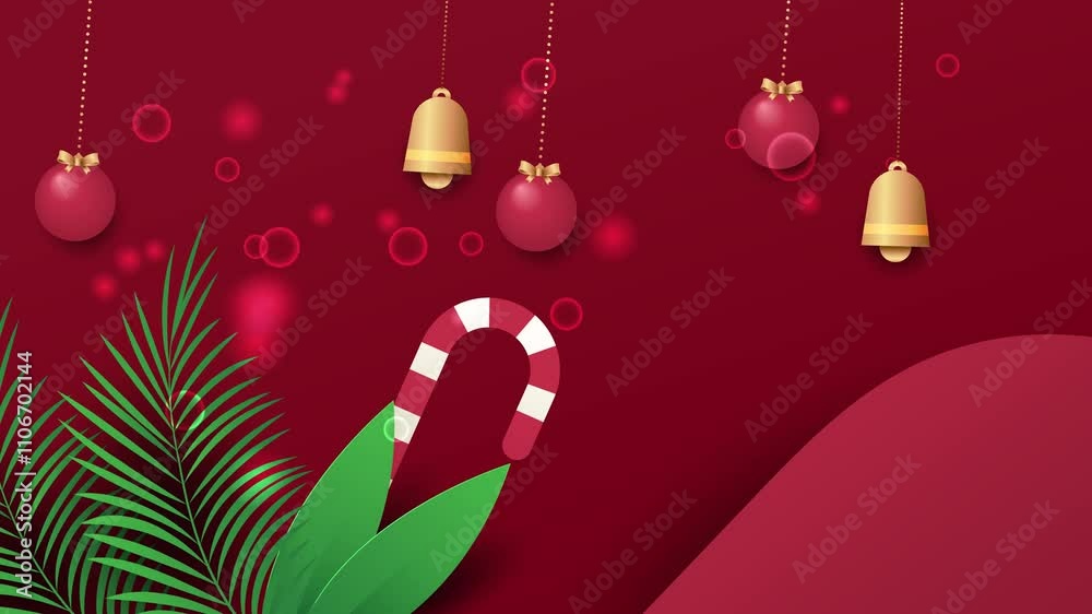festive christmas background with sparkling ornaments seamless 4k video background motion pop art design