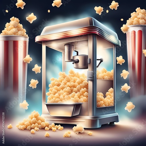 The golden chest overflows with popcorn, a festive snack for a cozy Christmas dinner