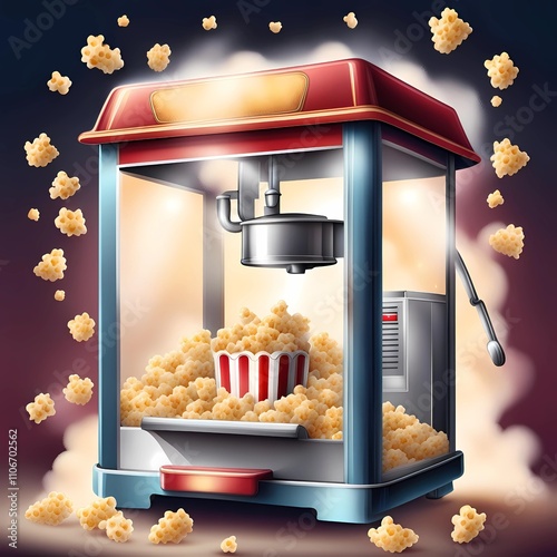 A 3D illustration of a Christmas gift box with stars in a festive street setting featuring shops, cafes, and vintage-style buildings