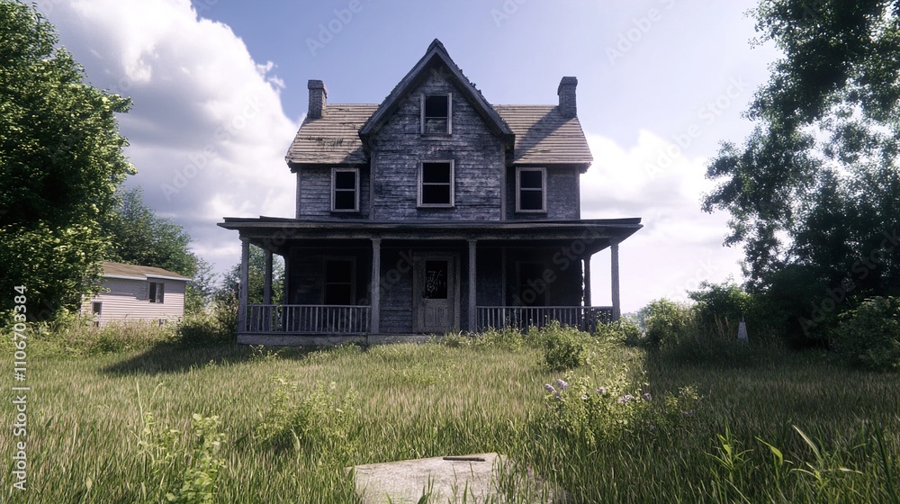 Abandoned Farmhouse in the Countryside: A Rustic Scene Abandoned Farmhouse in the Countryside: A Rustic Scene