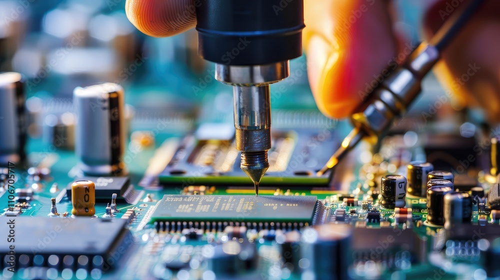 Precision Soldering on a Microchip Circuit Board Precision Soldering on a Microchip Circuit Board