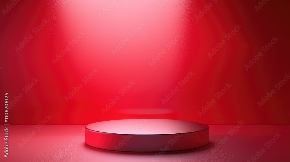 Red Backdrop with a Circular Platform for Product Display Red Backdrop with a Circular Platform for Product Display