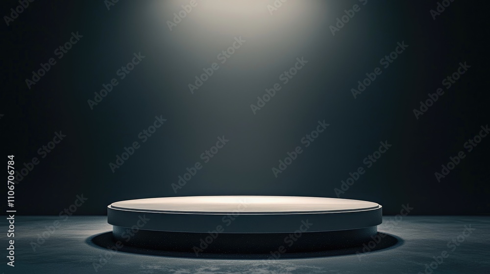 Circular Platform Illuminated by a Spotlight in a Dark Room Circular Platform Illuminated by a Spotlight in a Dark Room