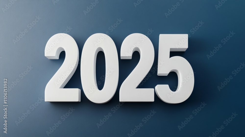 The 2025 new year business goals concept. 3D number The 2025 new year business goals concept. 3D number