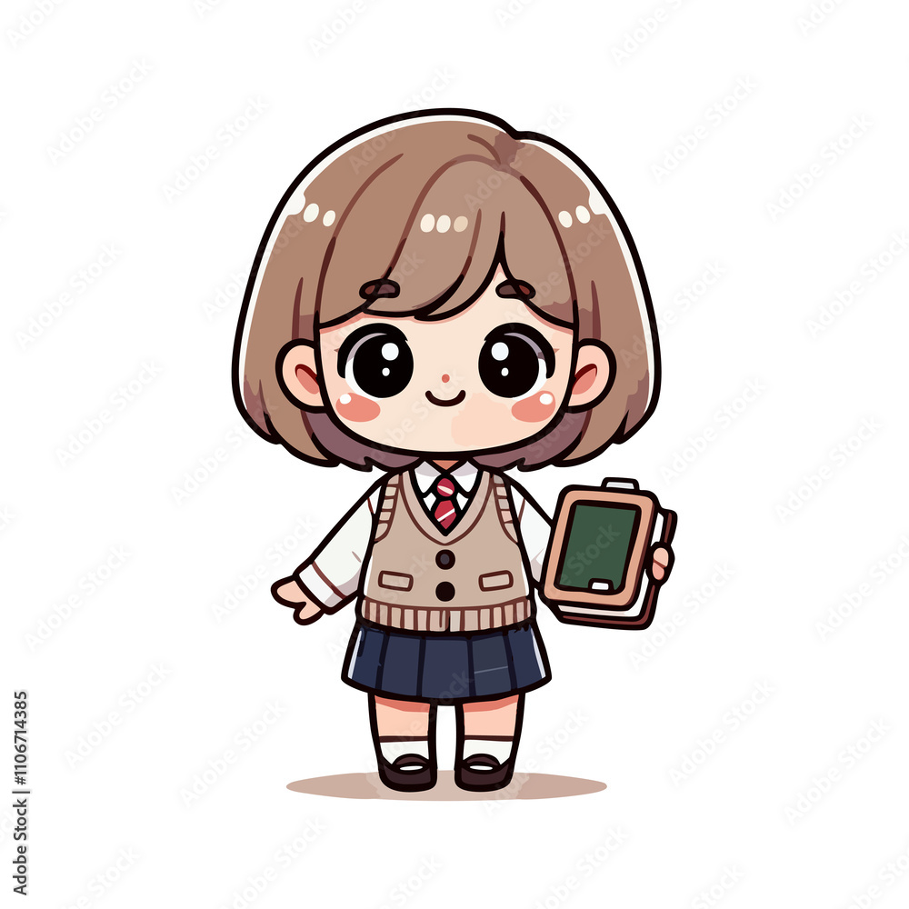 A cartoon girl character female teacher A cartoon girl character female teacher