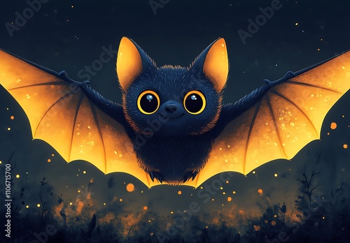 A Cartoon Bat with Yellow Lights photo