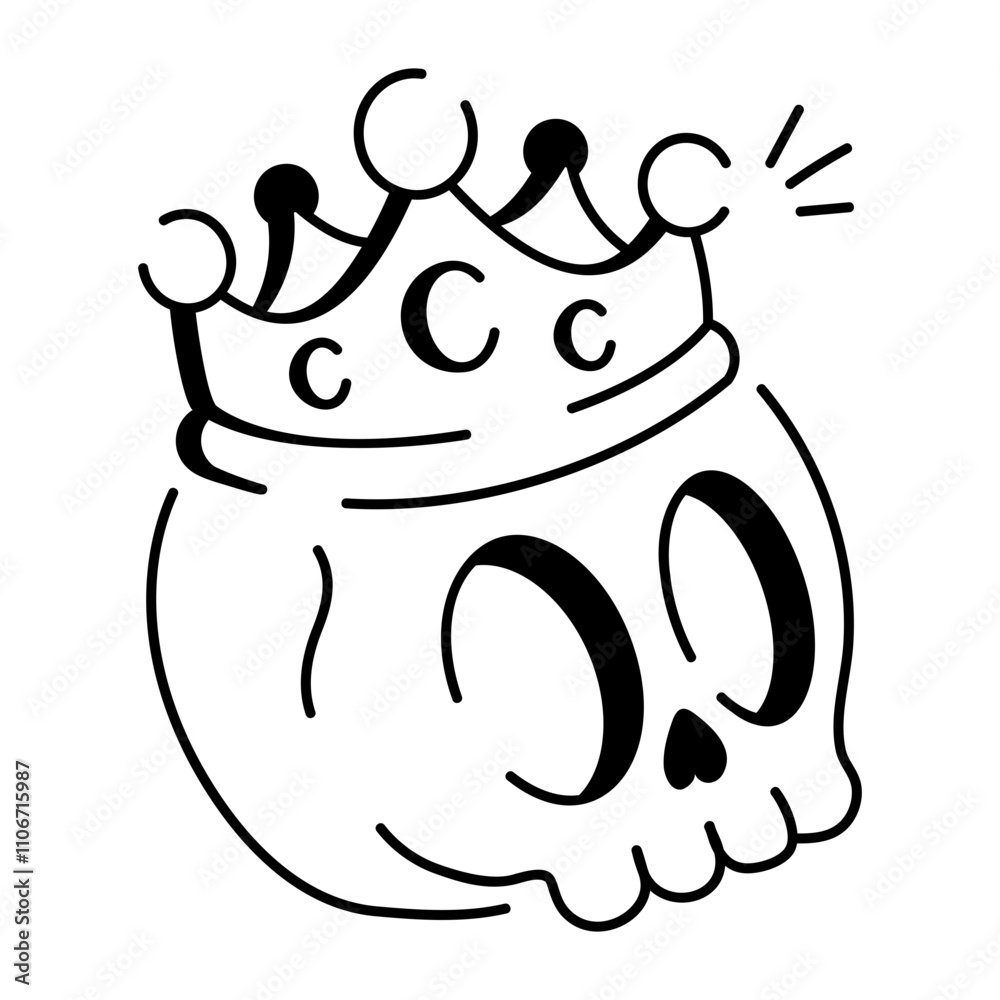 Crowned skull icon designed in doodle style
Crowned skull icon designed in doodle style