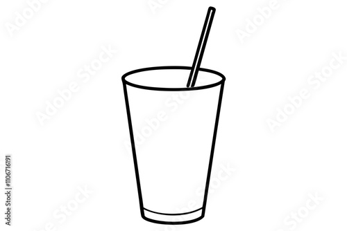 Juice Glass with Straw | isolated silhouette vector illustration on white background