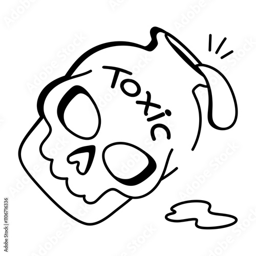 Sketchy style icon of toxic drink in a spooky bottle 

