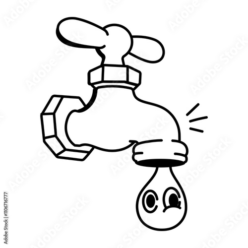A hand drawn style icon of tap leakage 

