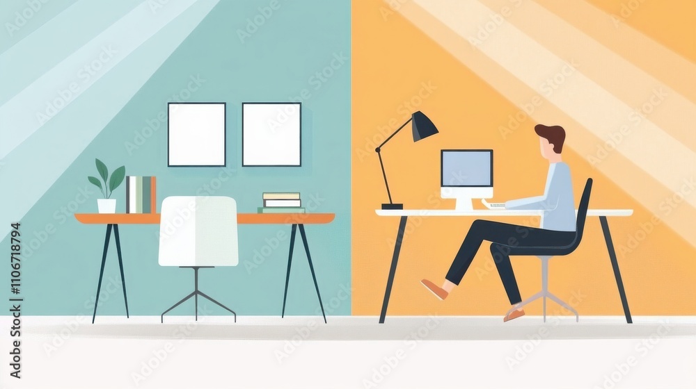 Two people are sitting at a desk with a laptop Two people are sitting at a desk with a laptop