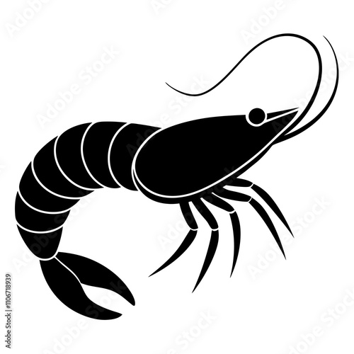 .Shrimp fish silhouette vector