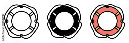 Lifebuoy icon is a floating ring used for water rescues, providing buoyancy and support in emergencies, enhancing beach safety.