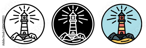 Lighthouse icon is a tall structure with a powerful light, guiding ships safely through coastal waters and preventing accidents.