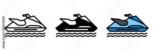 Jet Ski icon is a personal watercraft used for high-speed rides on the water, offering thrilling recreational experiences.