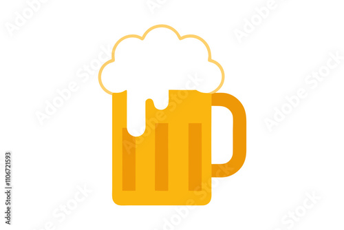 Beer Mug with Foam | isolated silhouette vector illustration on white background