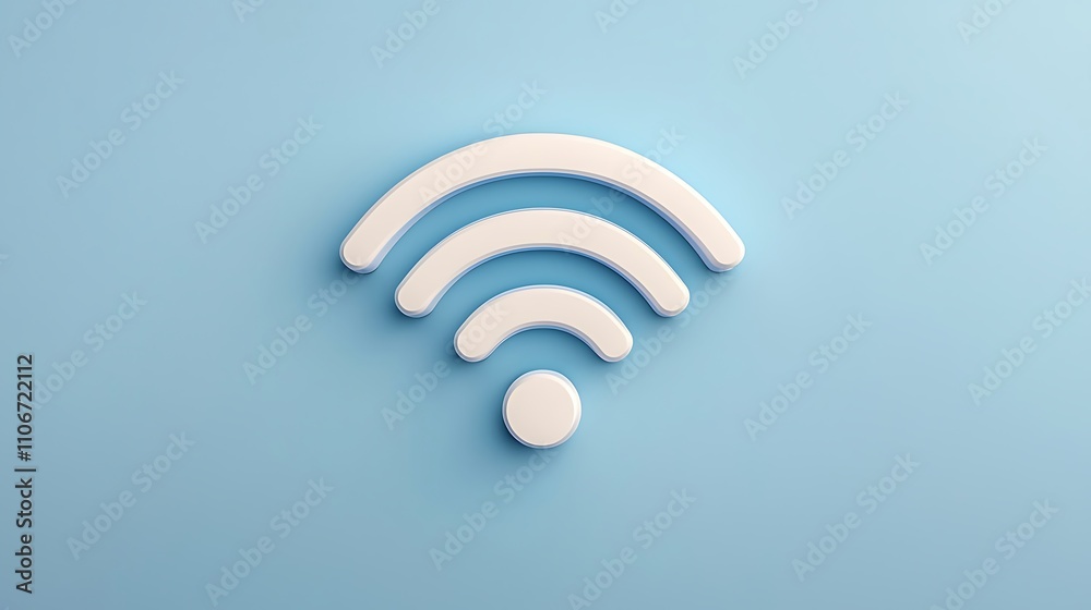 White Wi-Fi Symbol on Blue Background for Digital Connectivity and Technology Concepts White Wi-Fi Symbol on Blue Background for Digital Connectivity and Technology Concepts