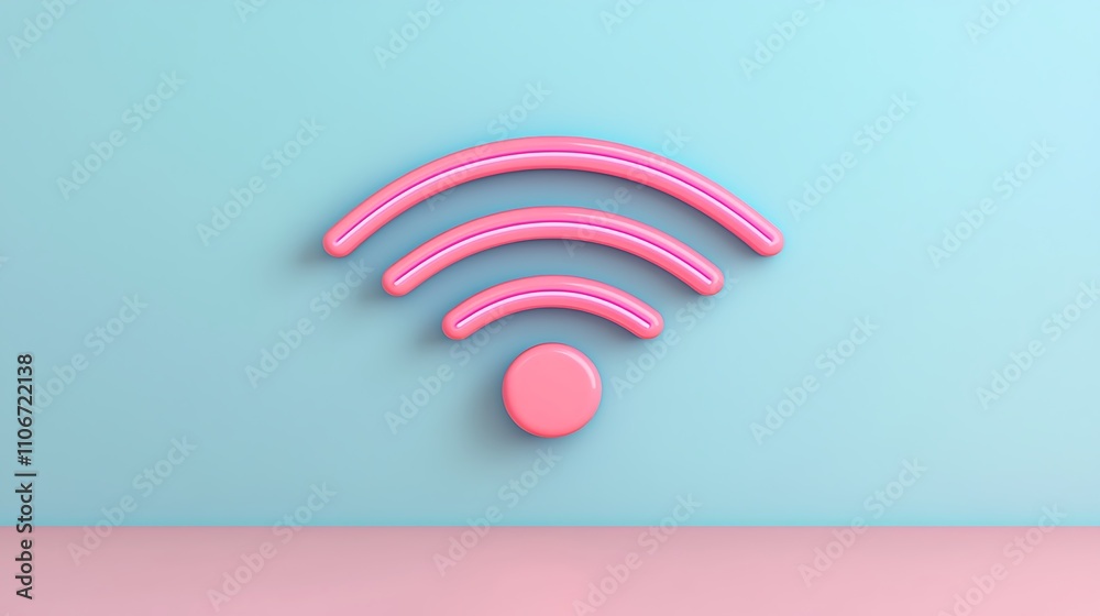 Colorful wireless symbol on pastel background representing modern technology trends
