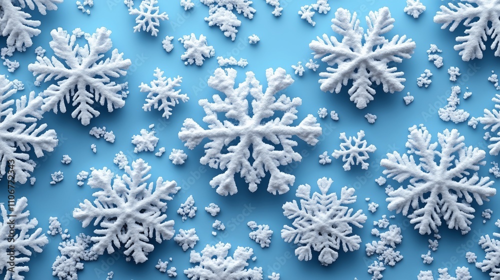 Captivating Snowflakes on a Soft Blue Background Captivating Snowflakes on a Soft Blue Background
