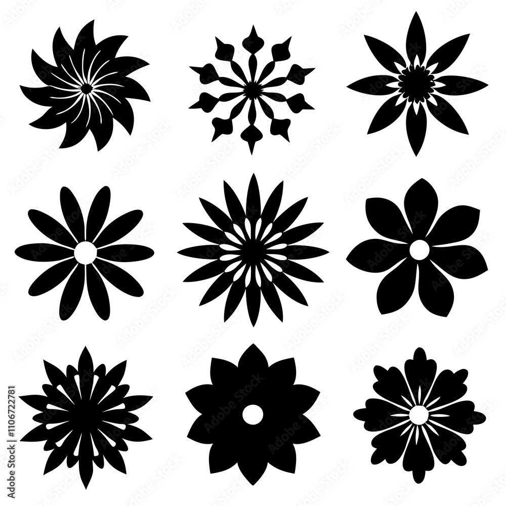 Flowers silhouette vector Flowers silhouette vector
