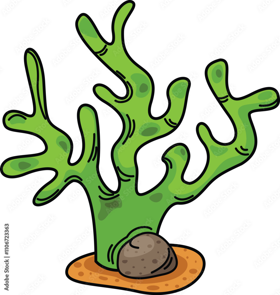 Illustration of a seaweed with coral vector Illustration of a seaweed with coral vector