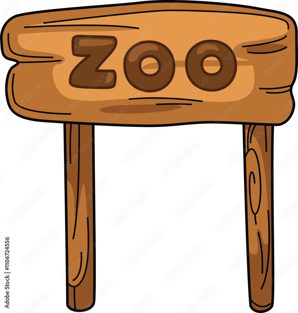 illustration of Wooden sign zoo outline white on background vector illustration of Wooden sign zoo outline white on background vector