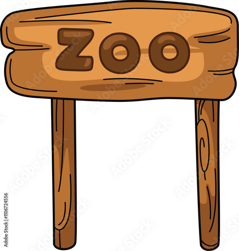 illustration of Wooden sign zoo outline white on background vector