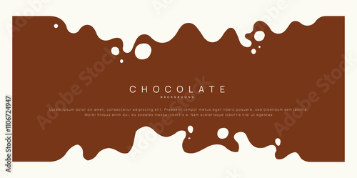 Chocolate background of Modern poster, dynamic splashes and drops. Vector illustration in a flat style of minimalism