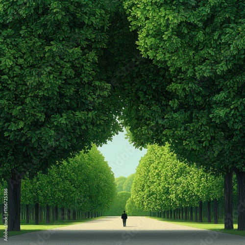 A man is walking on a green hill