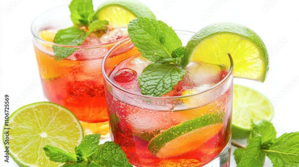 Refreshing Colorful Cocktail with Garnishes