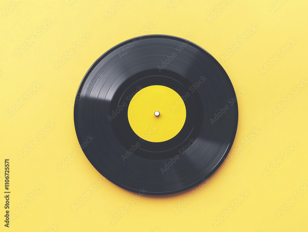 Retro vinyl record with a vibrant yellow background Retro vinyl record with a vibrant yellow background