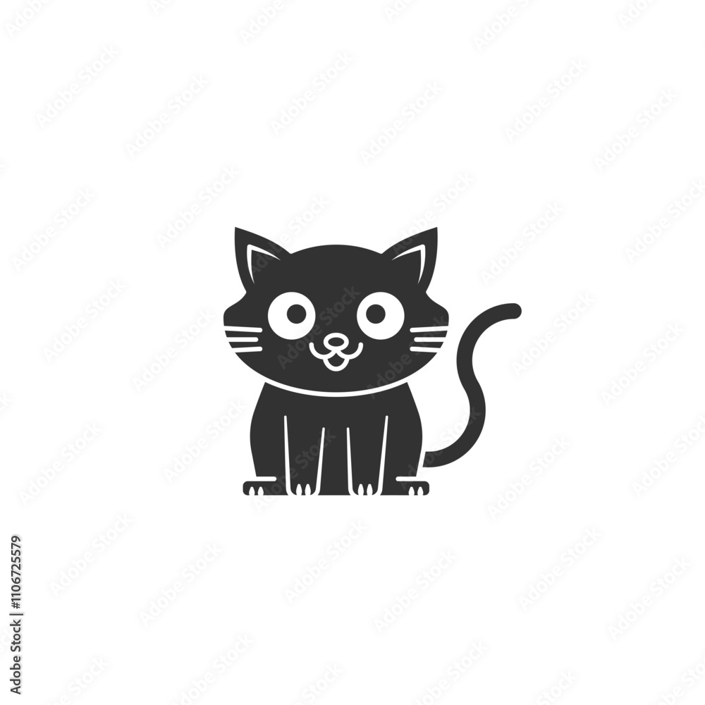 Cute Cat icon on white background. Silhouette Cat icon animal concept. Cute Cat icon on white background. Silhouette Cat icon animal concept.