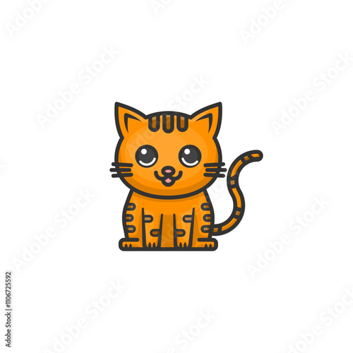 Cute Cat icon on white background. Cartoon Cat icon animal concept.