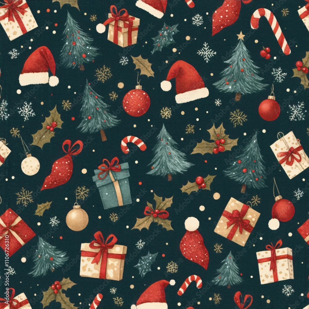 Wallpaper with green background and Christmas decorations Wallpaper with green background and Christmas decorations
