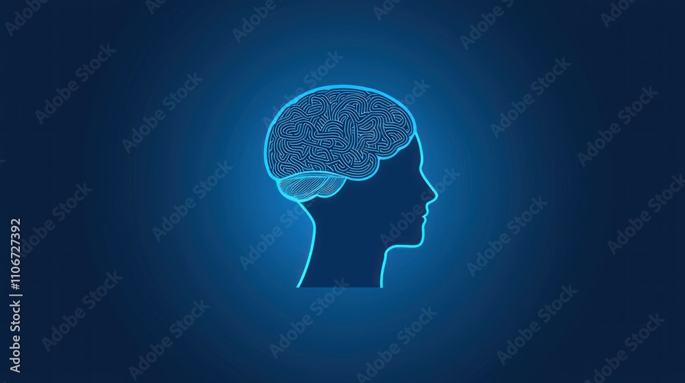 Mind icon with a stylized head and brain, symbolizing intelligence or thought Mind icon with a stylized head and brain, symbolizing intelligence or thought