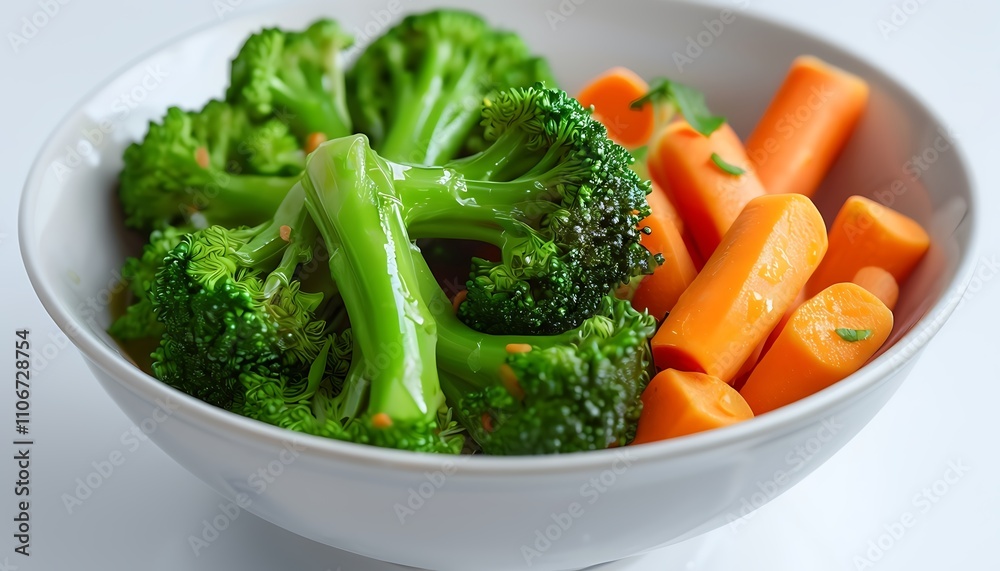 a bowl of steamed broccoli and carrots a bowl of steamed broccoli and carrots