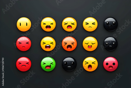 Glossy Emojis Displaying Various Emotions