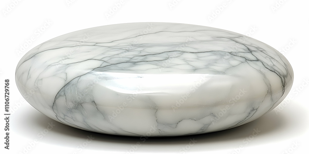 Smooth, Gray-veined Marble Stone Object, Polished Surface, Abstract Background Smooth, Gray-veined Marble Stone Object, Polished Surface, Abstract Background