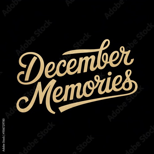 December Memories Golden Script Typography Design photo