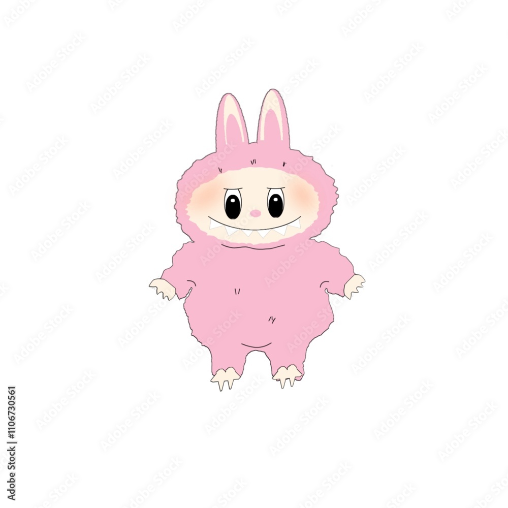 Obraz premium Cute pink monster cartoon jpg file type