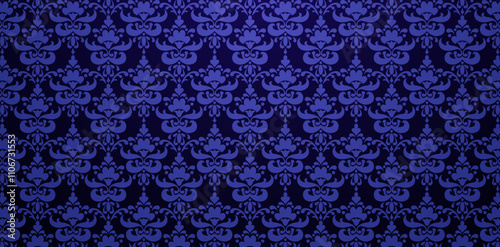 decorative floral seamless damask wallpaper pattern dark blue background for knitted fabric texture, fabric printing textile, birthday invitations cover, wrapping paper, covering book element template