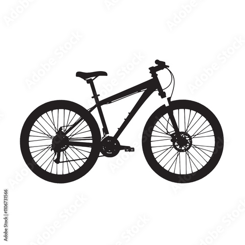 Abstract Mountain Bike Silhouette on White Background