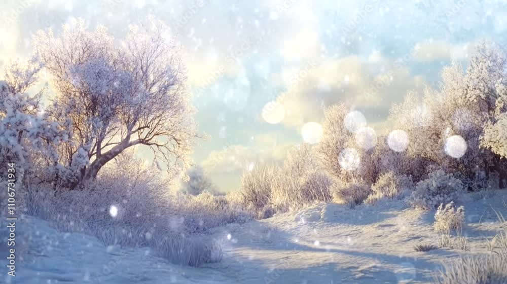 Beautiful Winter landscape. Seamless looping time-lapse virtual 4k video animation background Beautiful Winter landscape. Seamless looping time-lapse virtual 4k video animation background